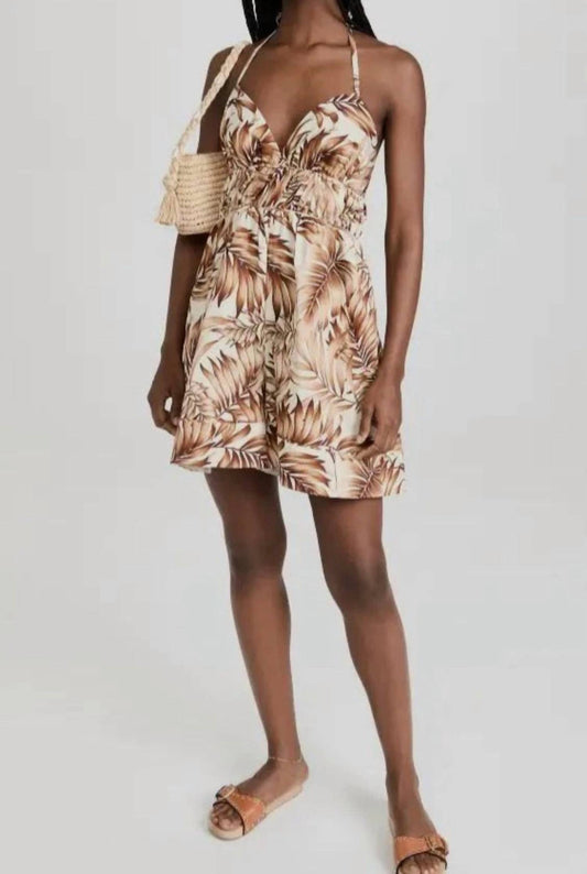 Karina Palm Print Halter Romper