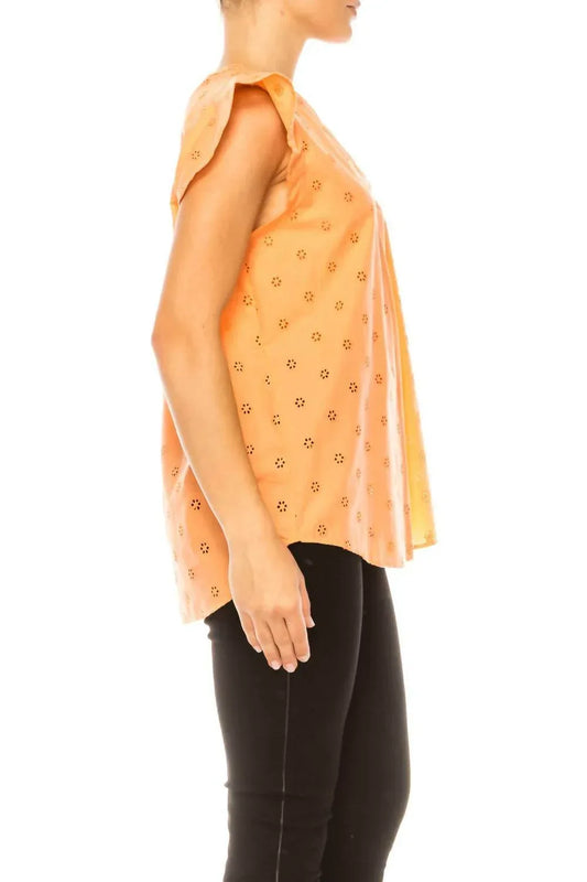 Grand & Greene - Floral Eyelet Cap Sleeve Top - Rack Hunt