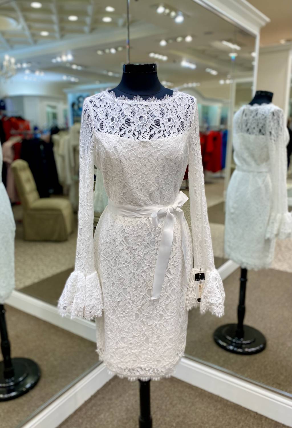 Lace Bell-sleeve Sheath Dress