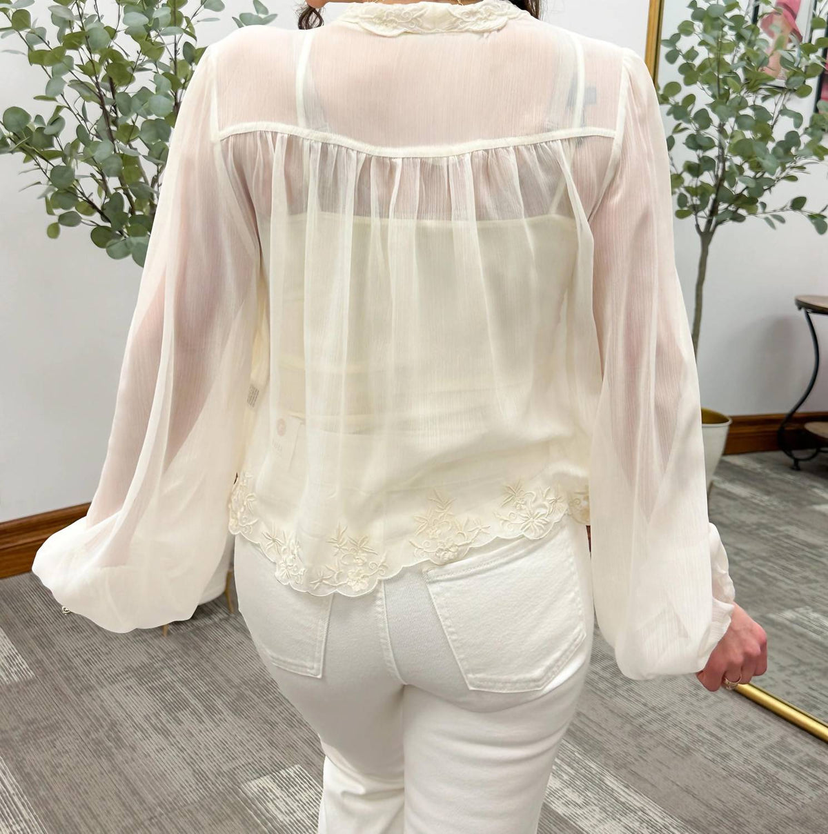 Embroidered Chiffon Blouse