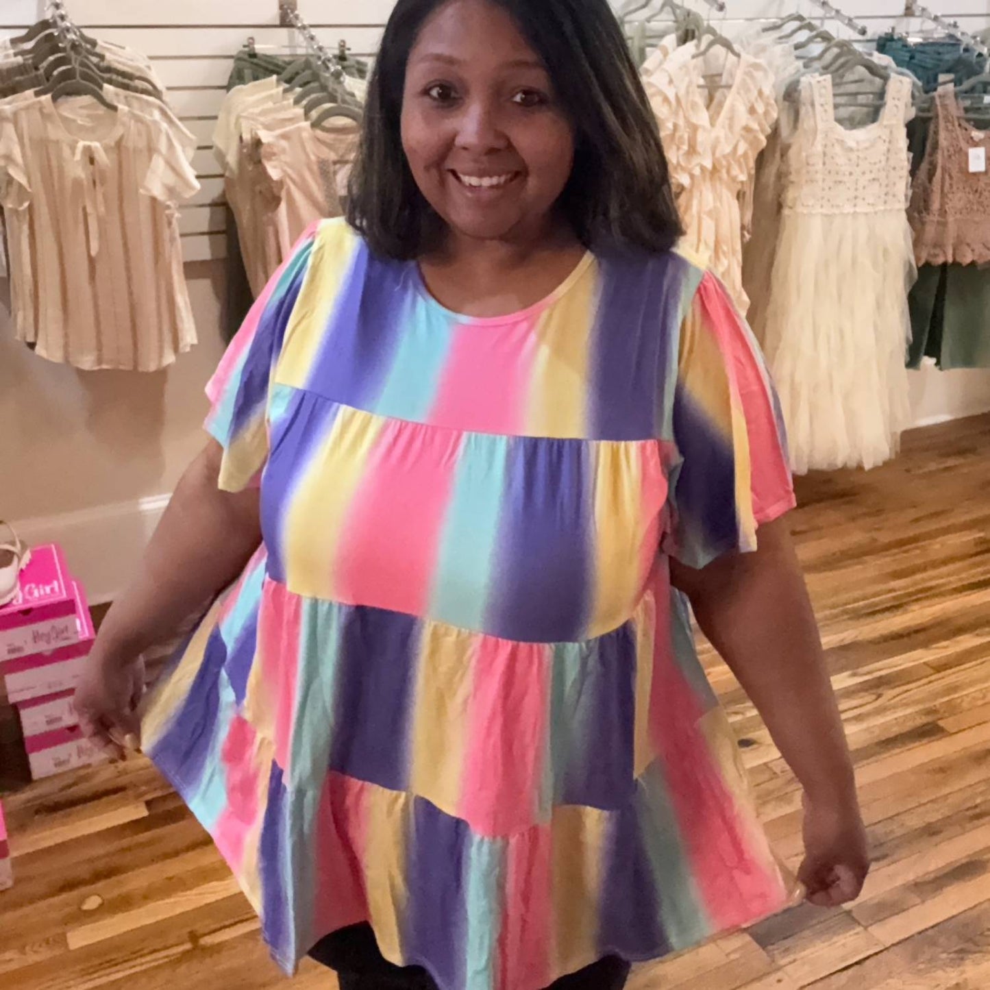 Short Flutter Sleeve Top - Plus