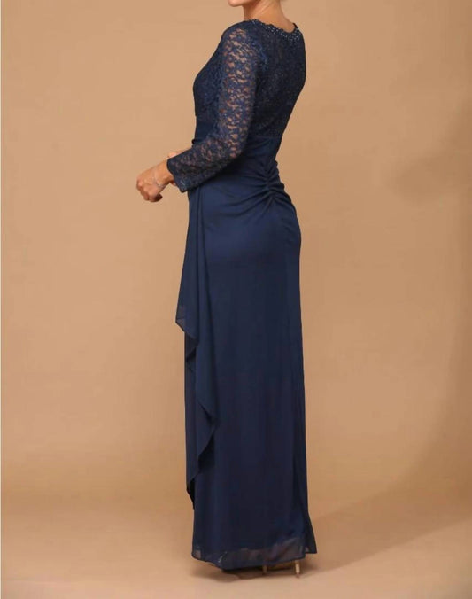 V-neck Long Lace Gown Mother Of The Groom Dress