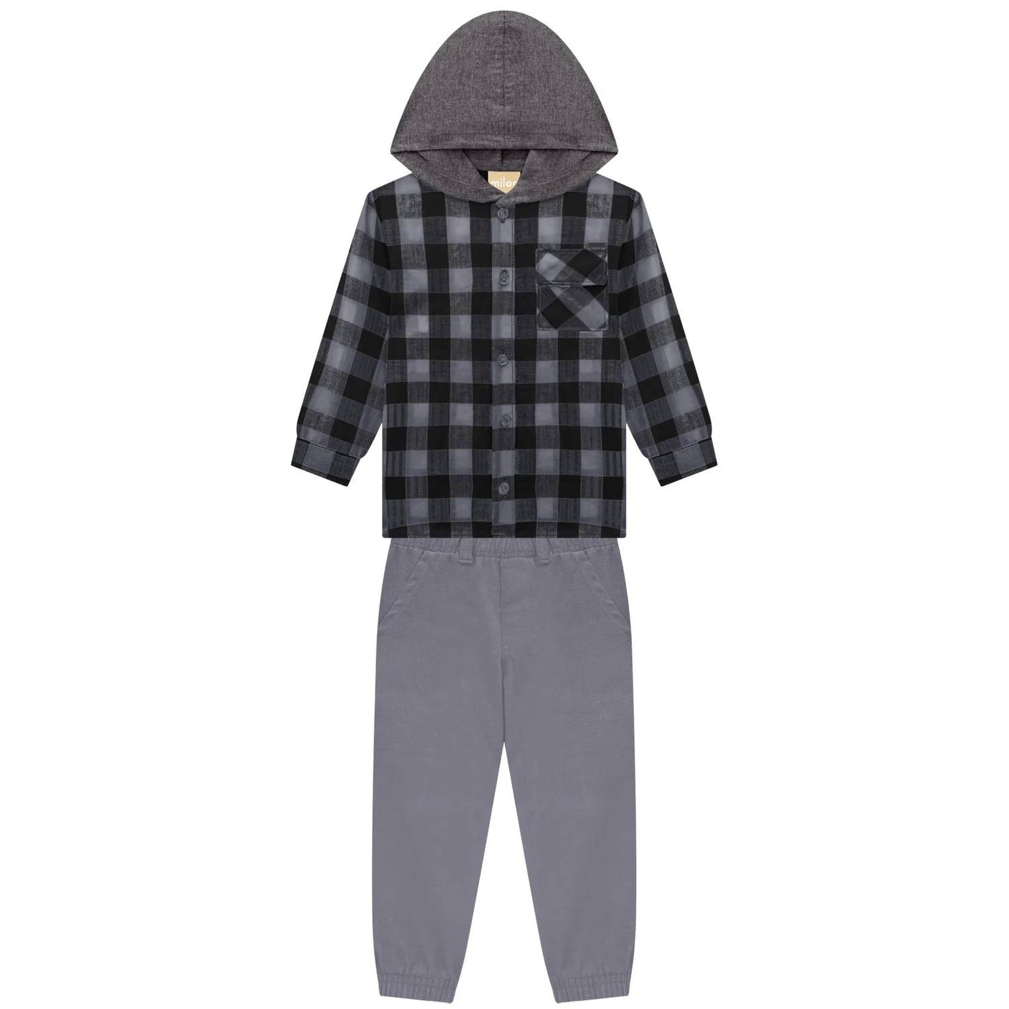 Kid's Plaid Shacket Two-Piece Set