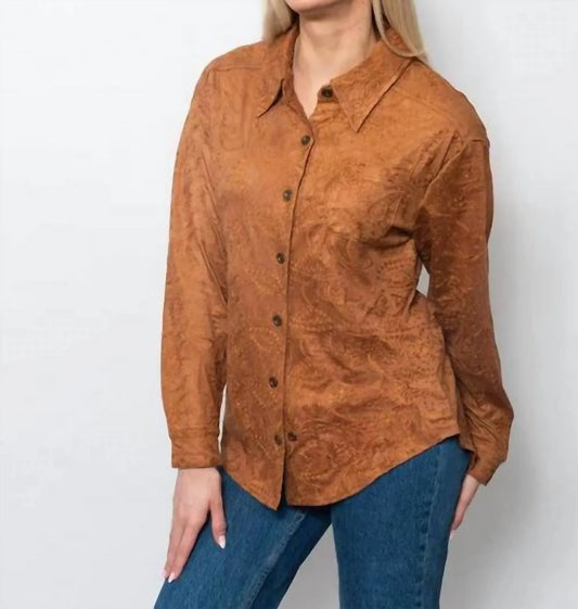 SNO SKINS - Embroidered Suede Button-up Shirt - Rack Hunt