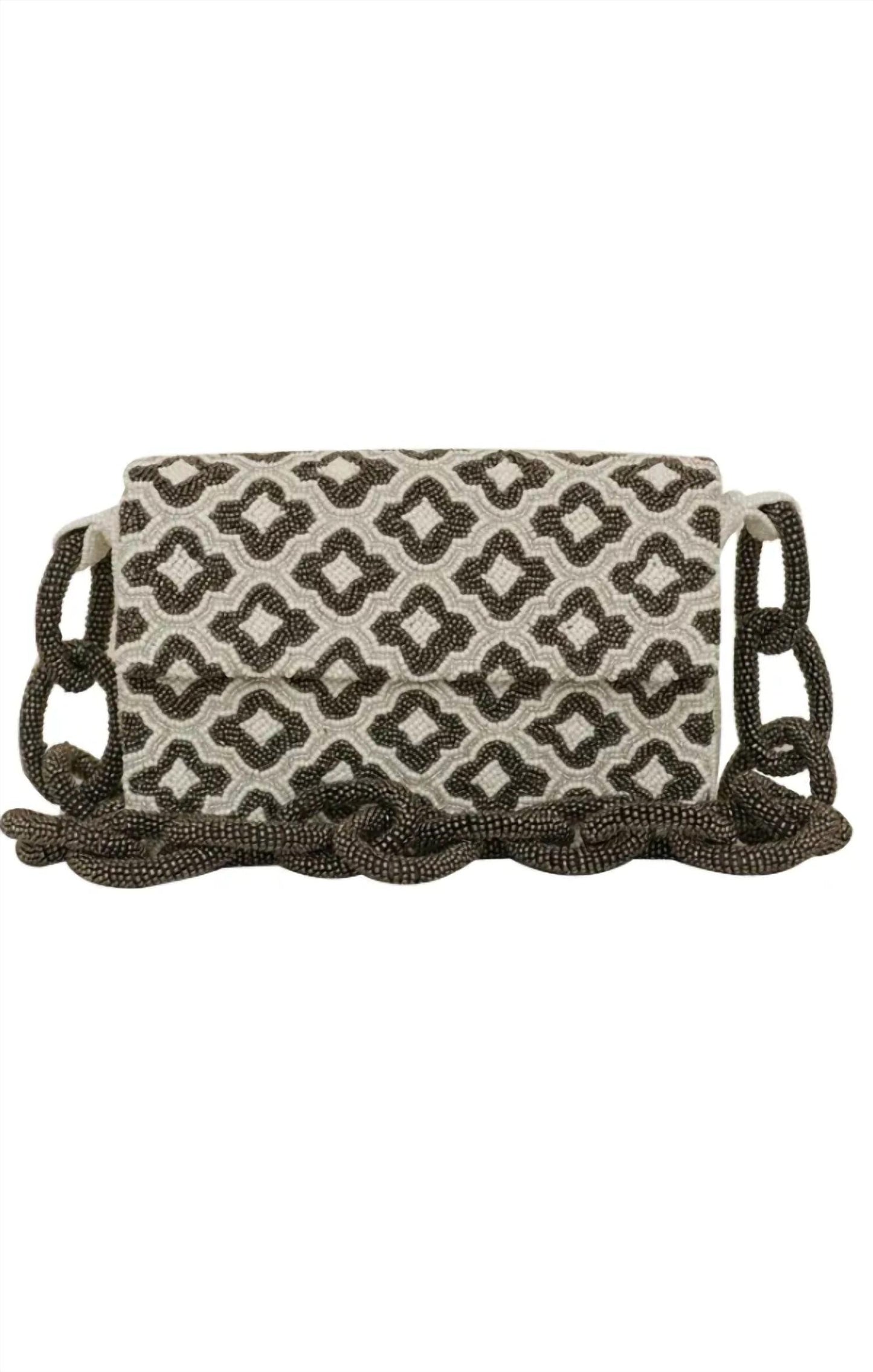 Women's Beaded Chain Link Shoulder Bag