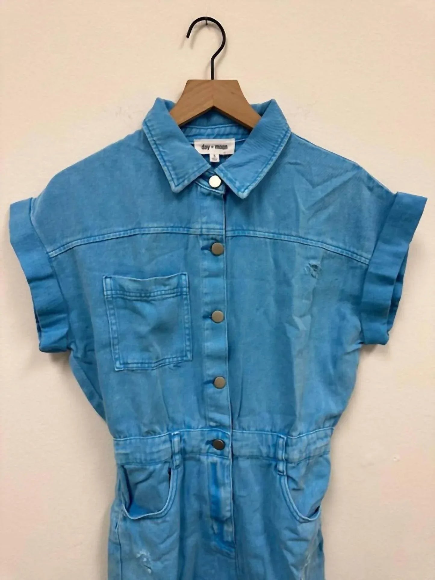 Moda Borboleta - Denim Button-up Romper - Rack Hunt
