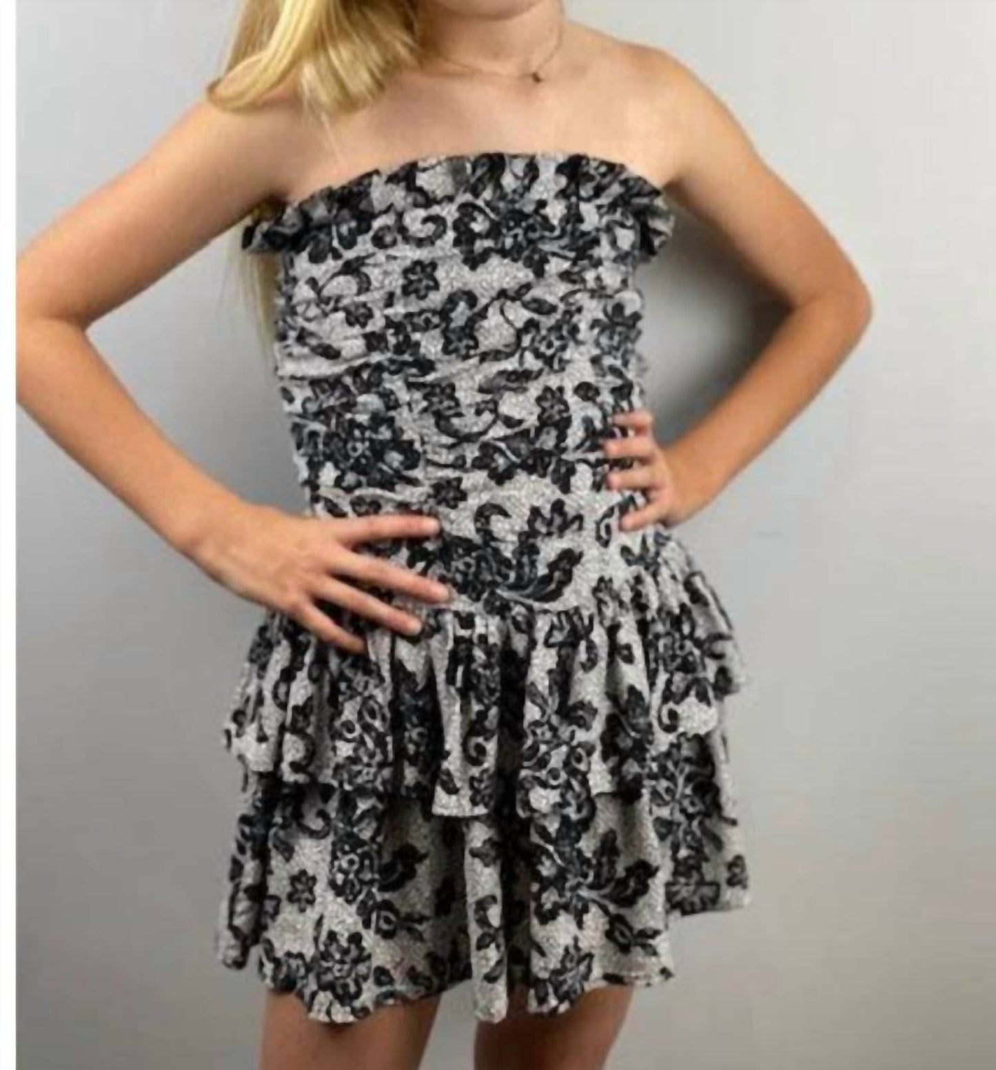Girls Floral Print Ruffle Dress