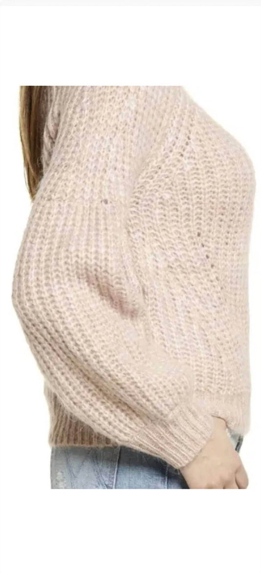 All in Favor - Mock Neck Chunky Knit Balloon Sleeve Sweater - Rack Hunt -