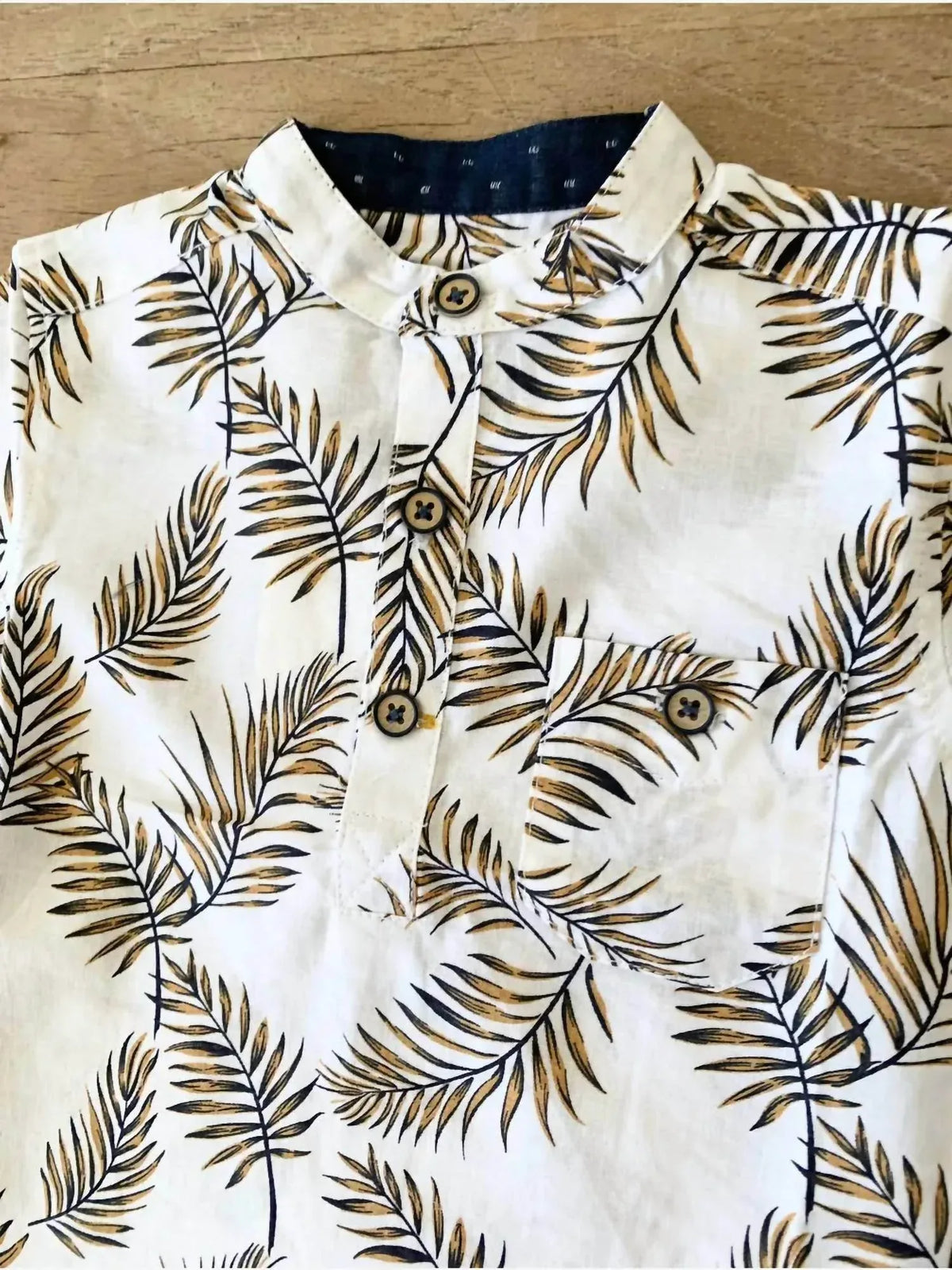Copenhagen Delights - Boys' Palm Branches Printed Cotton/Linen Shirt - Rack Hunt
