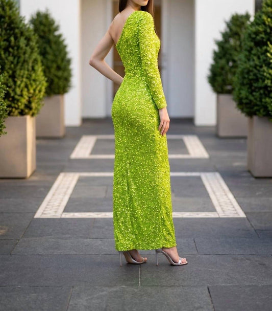 One Sleeve Sequined Dress