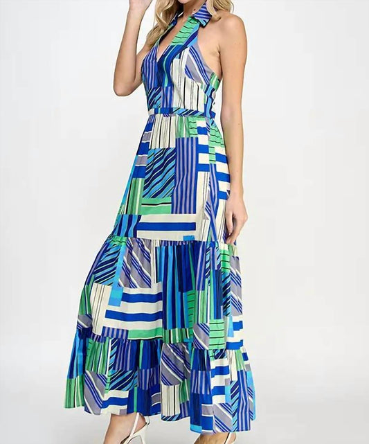 Ocean Mirage Halter Midi Dress