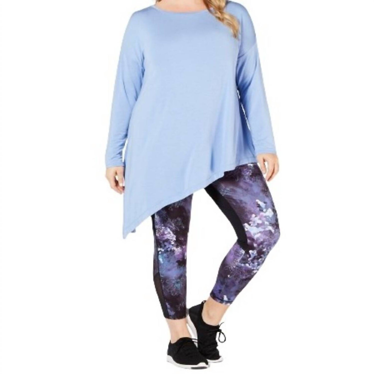 Activewear Plus Size Asymmetrical Long Sleeves Top