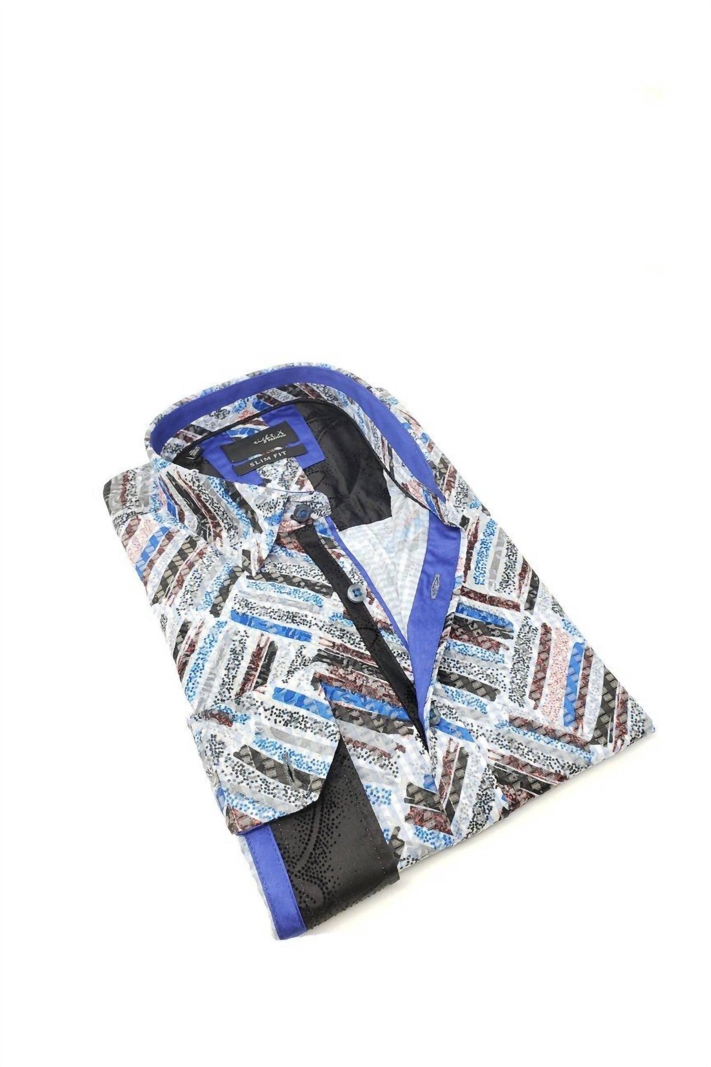 Men's Color Brush Jacquard Button Down Shirt With Flocking