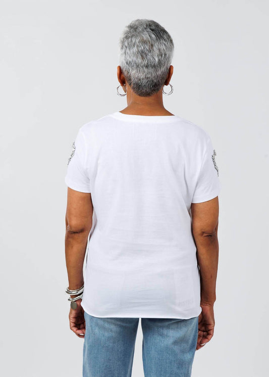 Suzy T - Women's Heart Cut Out Sleeve Top - Rack Hunt -