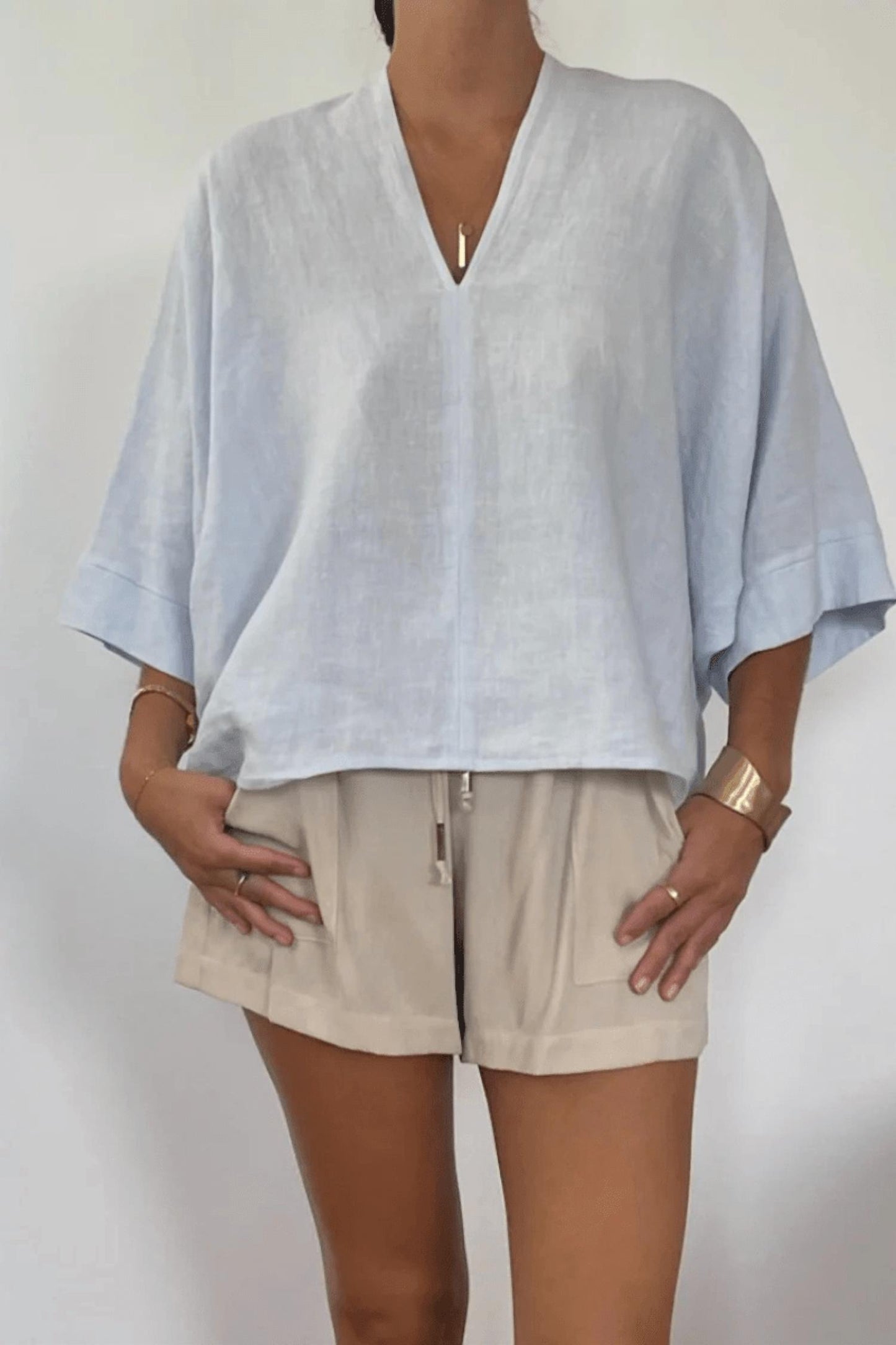 Off The Cuff Linen Top