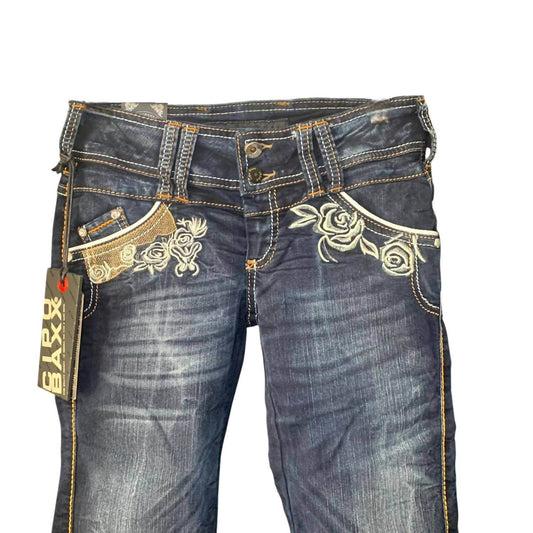 Cipo & Baxx - Women's Retro Straight-leg Denim Jeans With Bead & Embroidery Accents - Rack Hunt -