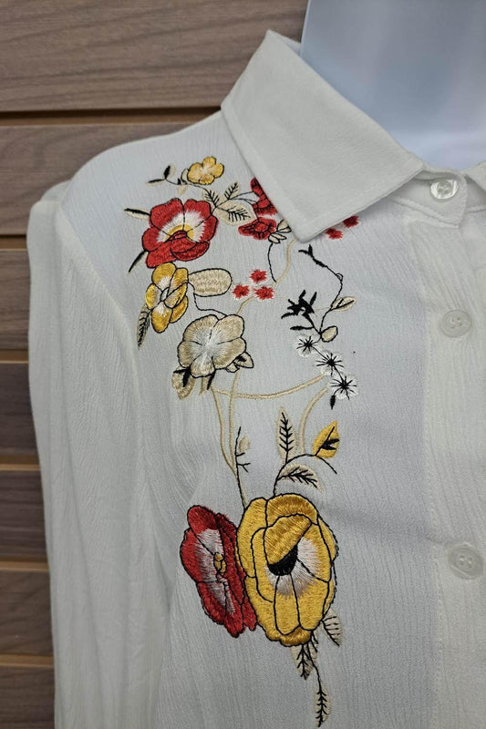 Angela Plus - Women's Embroidered Floral Blouse - Rack Hunt