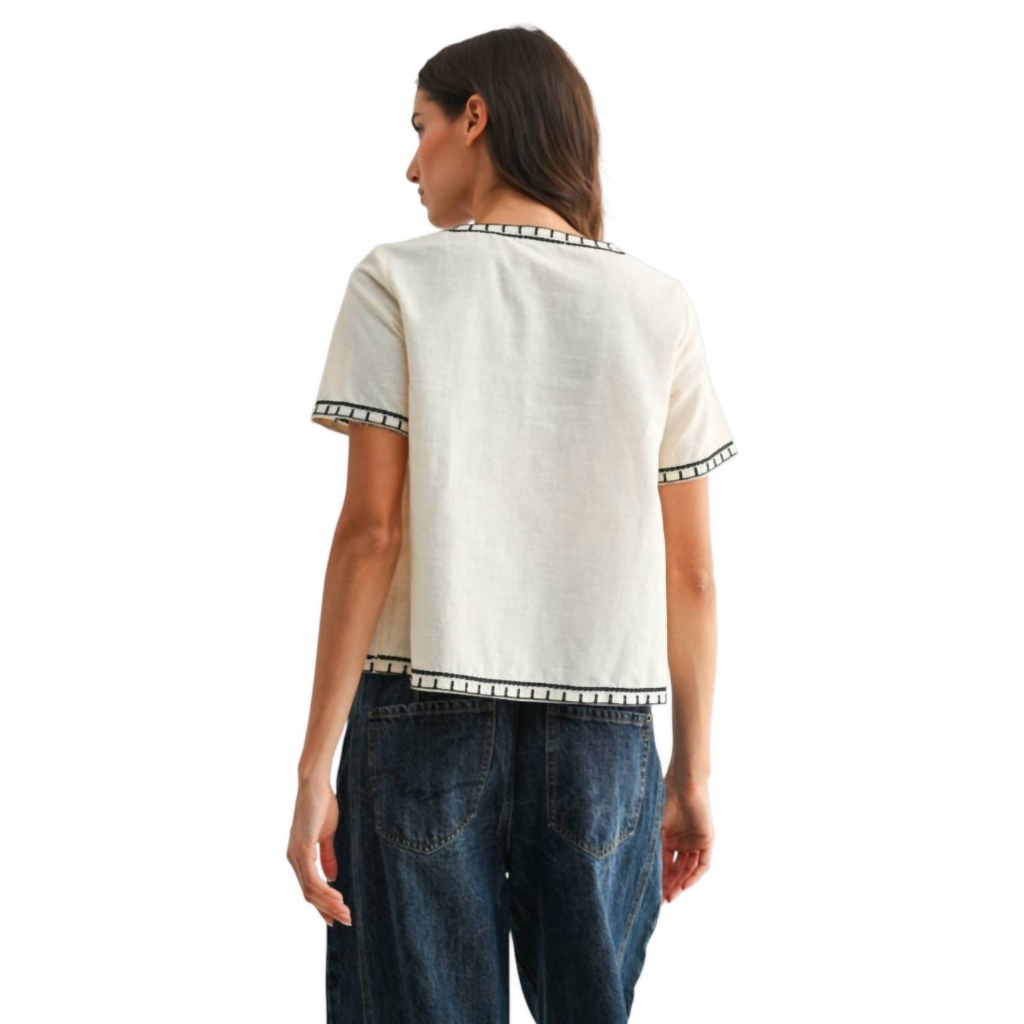Embroidered Floral Cotton Blouse