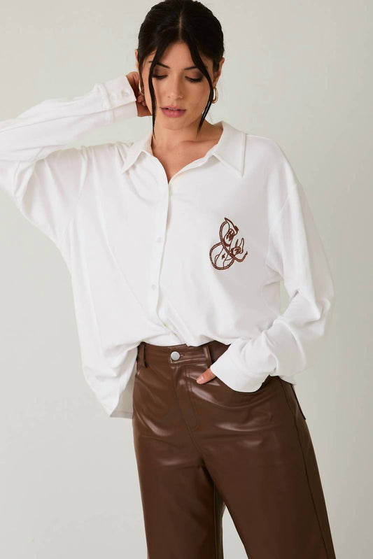 Cowgirl Embroidered Button Down Shirt