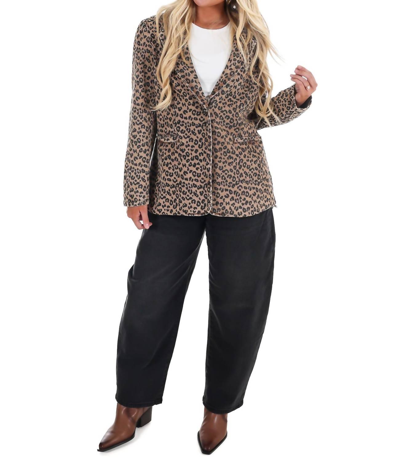 Wild Side Leopard Denim Blazer