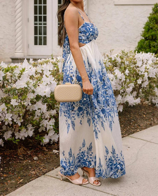 Aakaa Women's Willow Floral Midi Dress in Ivory/blue - view 2