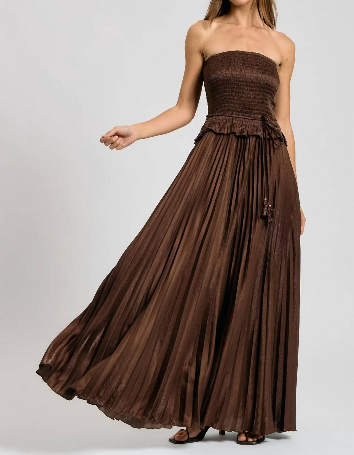 Women's Metallic Woven Maxi Dress