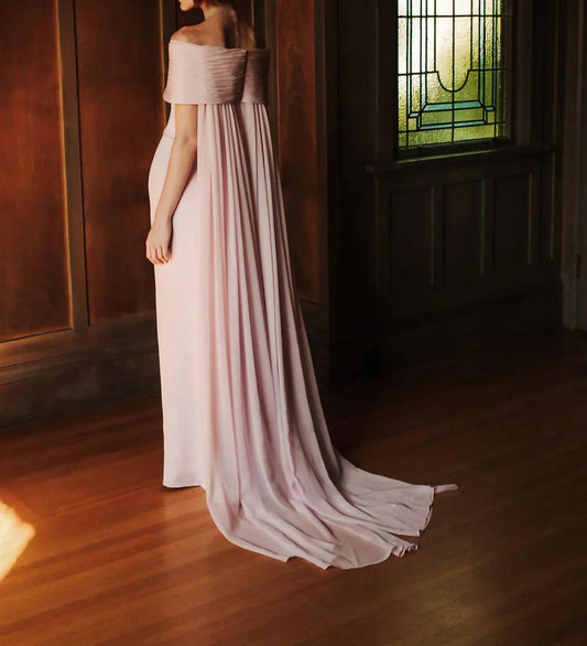 Off Shoulder Ripple Collar Gown with Back Floats