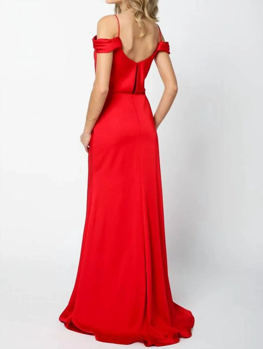 Juliet - Draped Off-the-shoulder Evening Gown - Rack Hunt