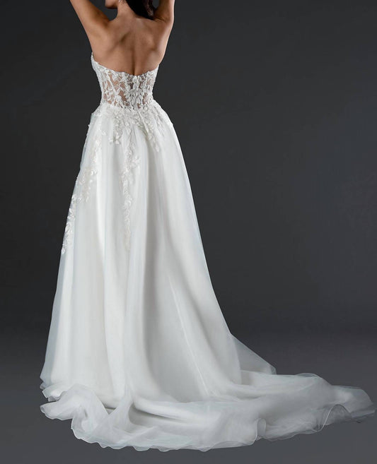 Strapless Deep V-sweetheart Wedding Dress