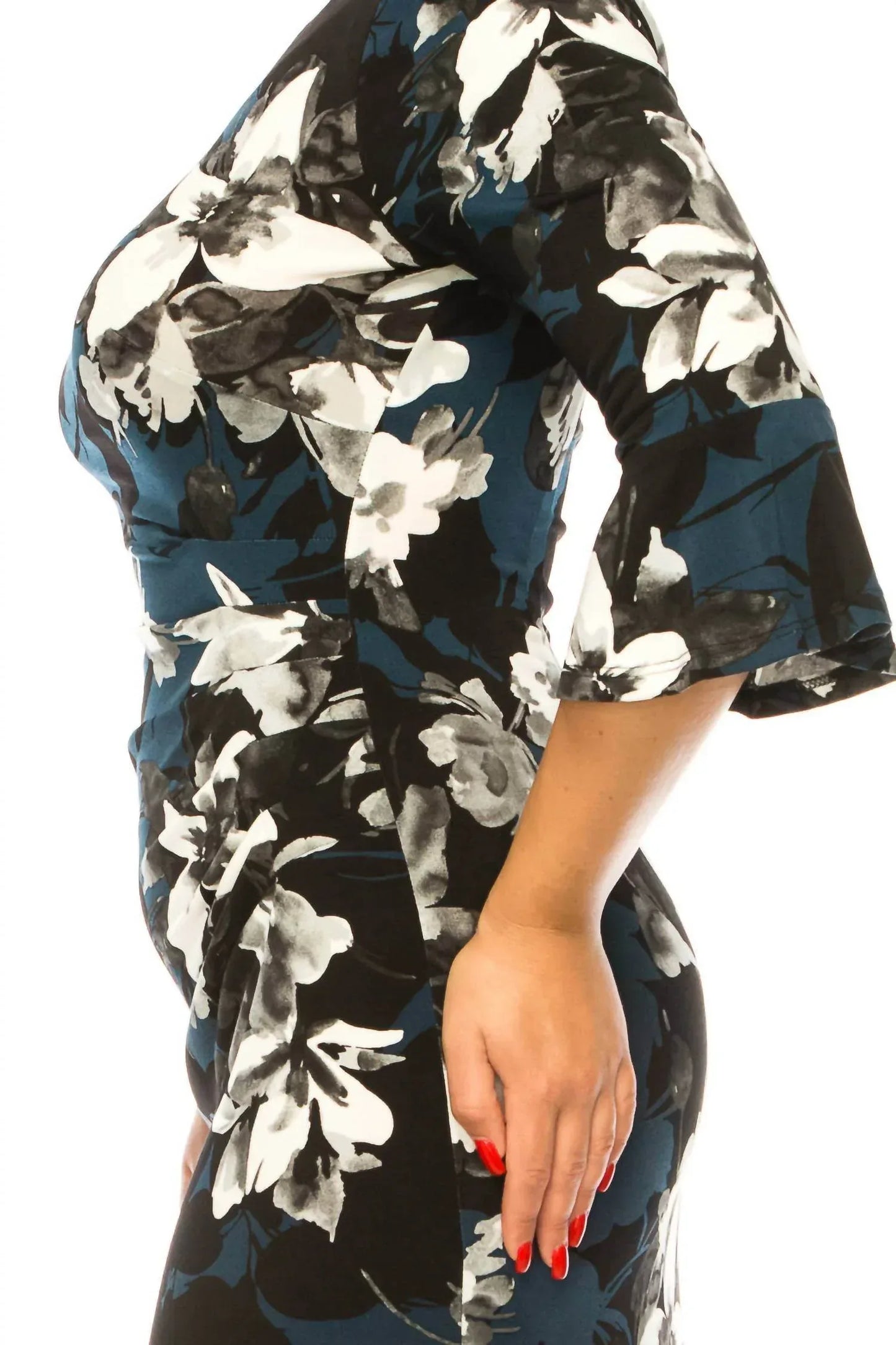 Connected Apparel - Floral Print Pleated Waist Dress - Rack Hunt