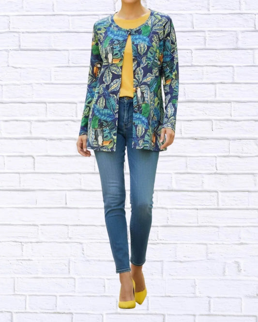 Diva USA - Tropical Print Button-through Knit Cardigan - Rack Hunt