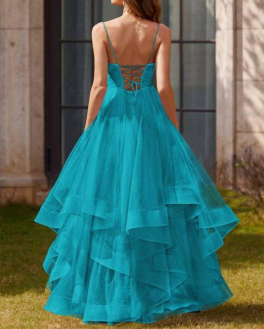 Princess Tulle V Neck Prom Dress