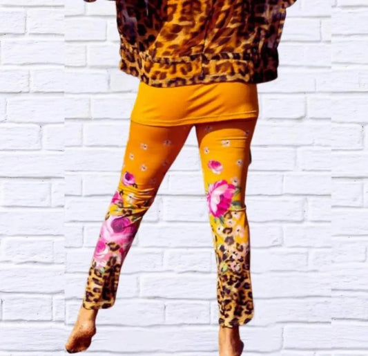 Calypso - Daniela Sienna Print Stretch Knit Leggings - Rack Hunt
