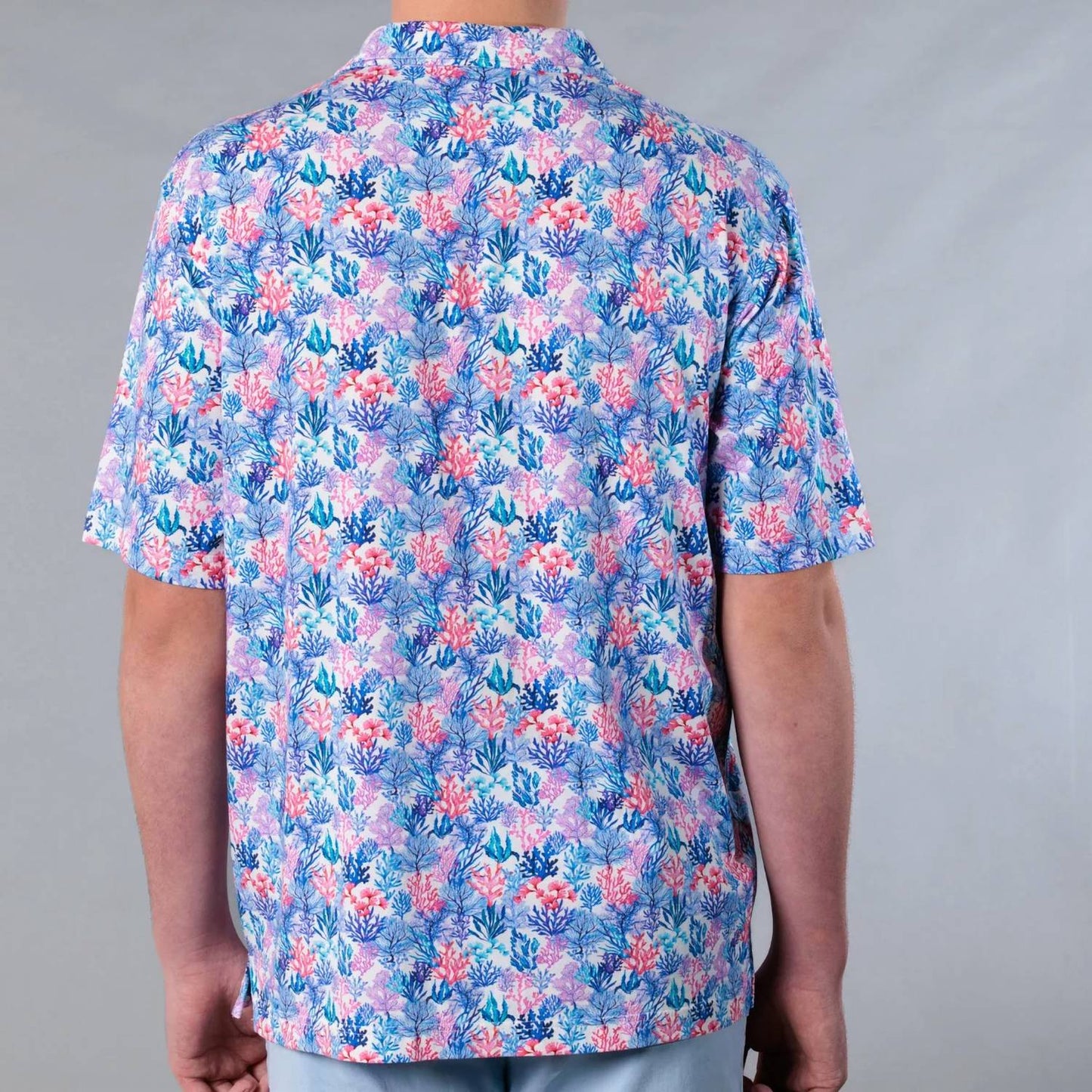 Coral Jungle Printed Pima Cotton Stretch Short Sleeve Shirt