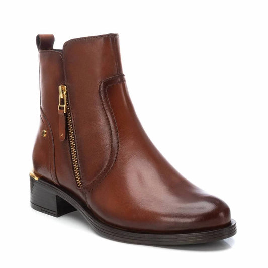 Women's Leather Block Heel Ankle Booties