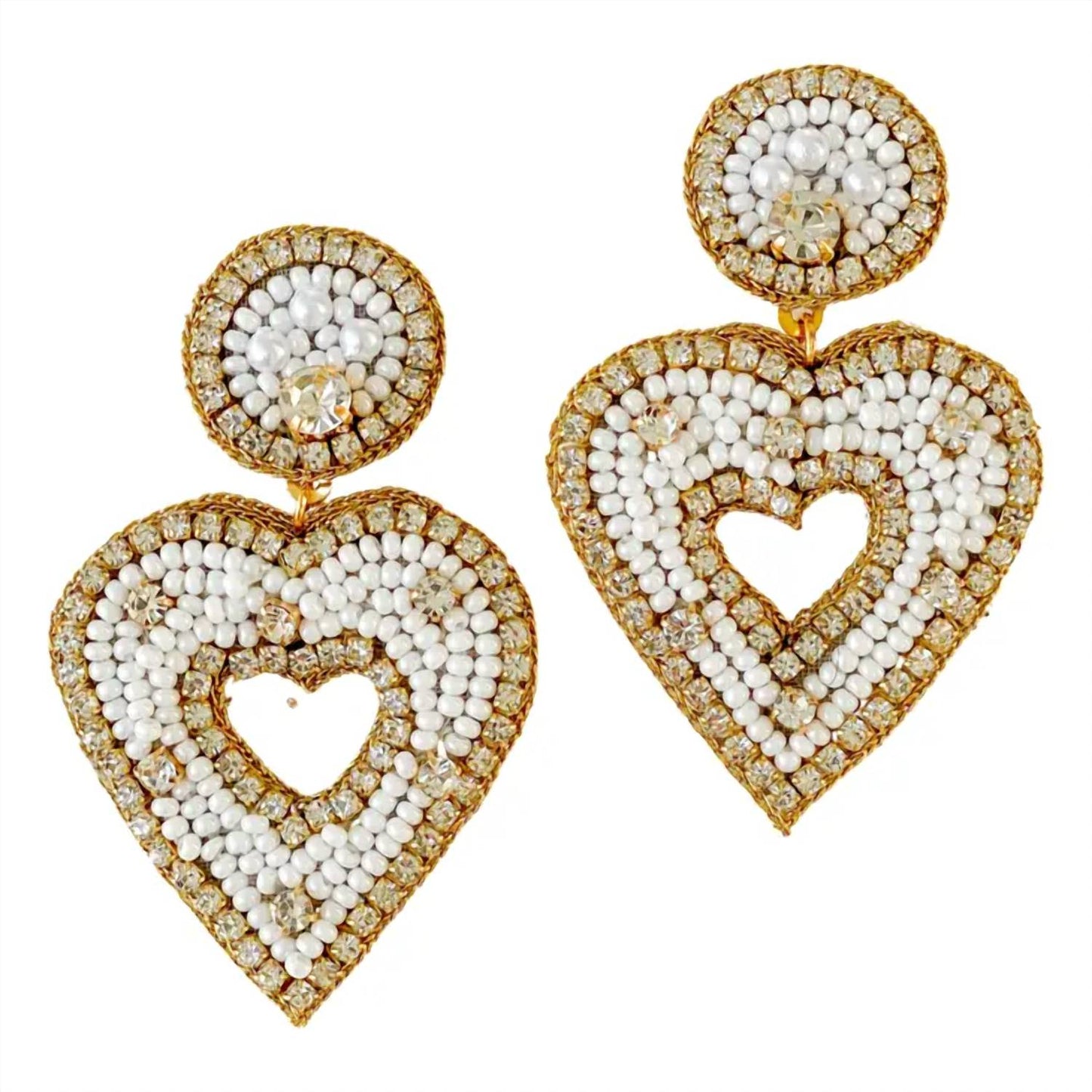 Women's Pearl Open Heart Earrings