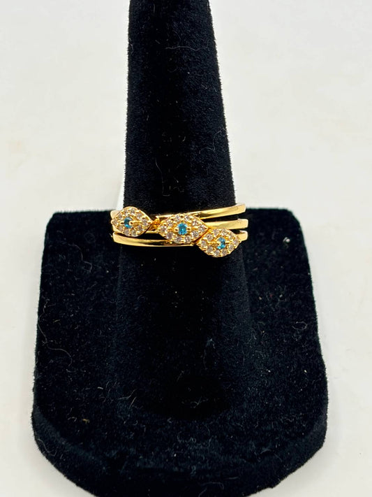 Women's Cubic Zirconia Evil Eye Trio Stack Ring