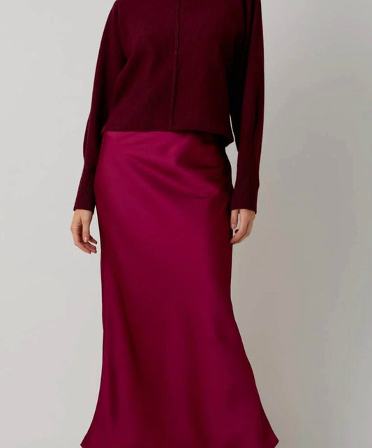 Bias Cut Satin Midi Skirt