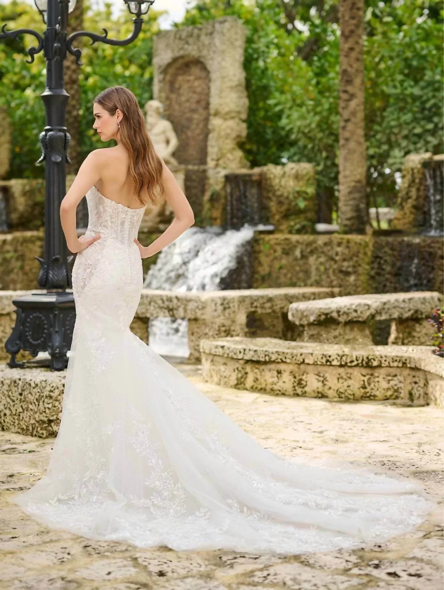 House of Wu - Fully beaded embroidered lace gown - Rack Hunt