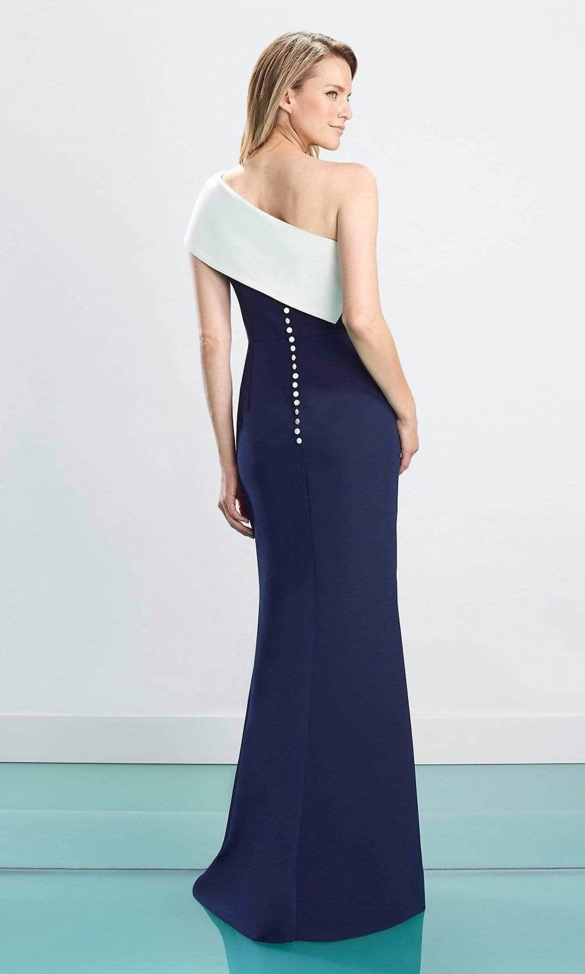 Asymmetric Draped Evening Maxi Dress
