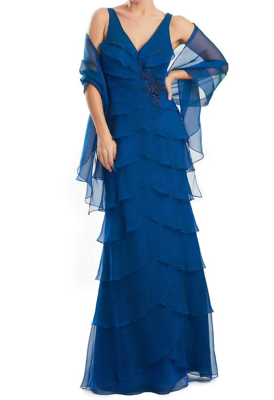 Sleeveless Tiered Prom Gown