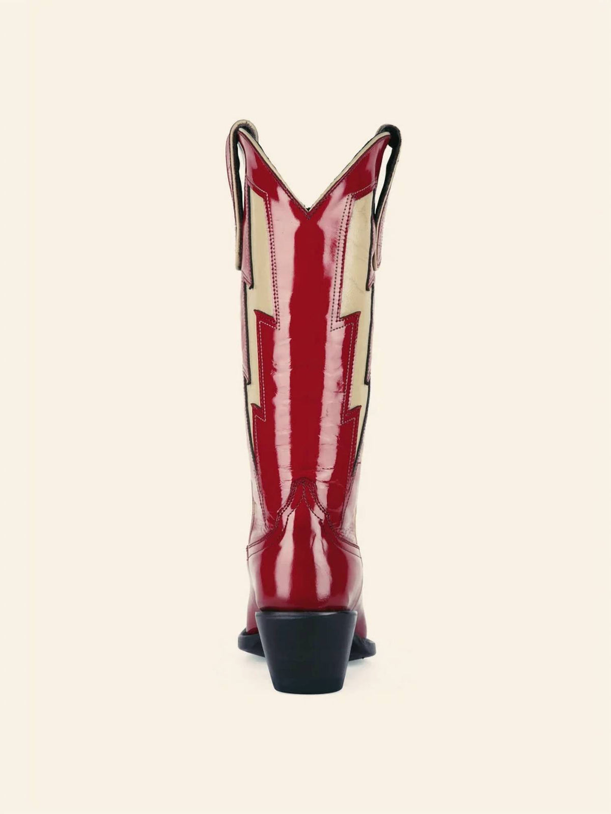 Women's Stitch Snip-toe Mid Calf Cowgirl Boots With Lightning Inlay
