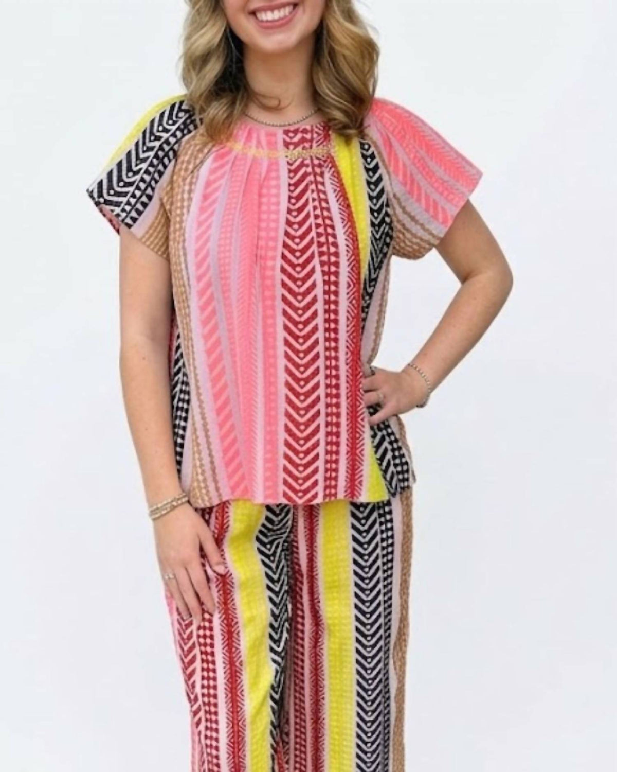Tribal Patterned Peasant Top