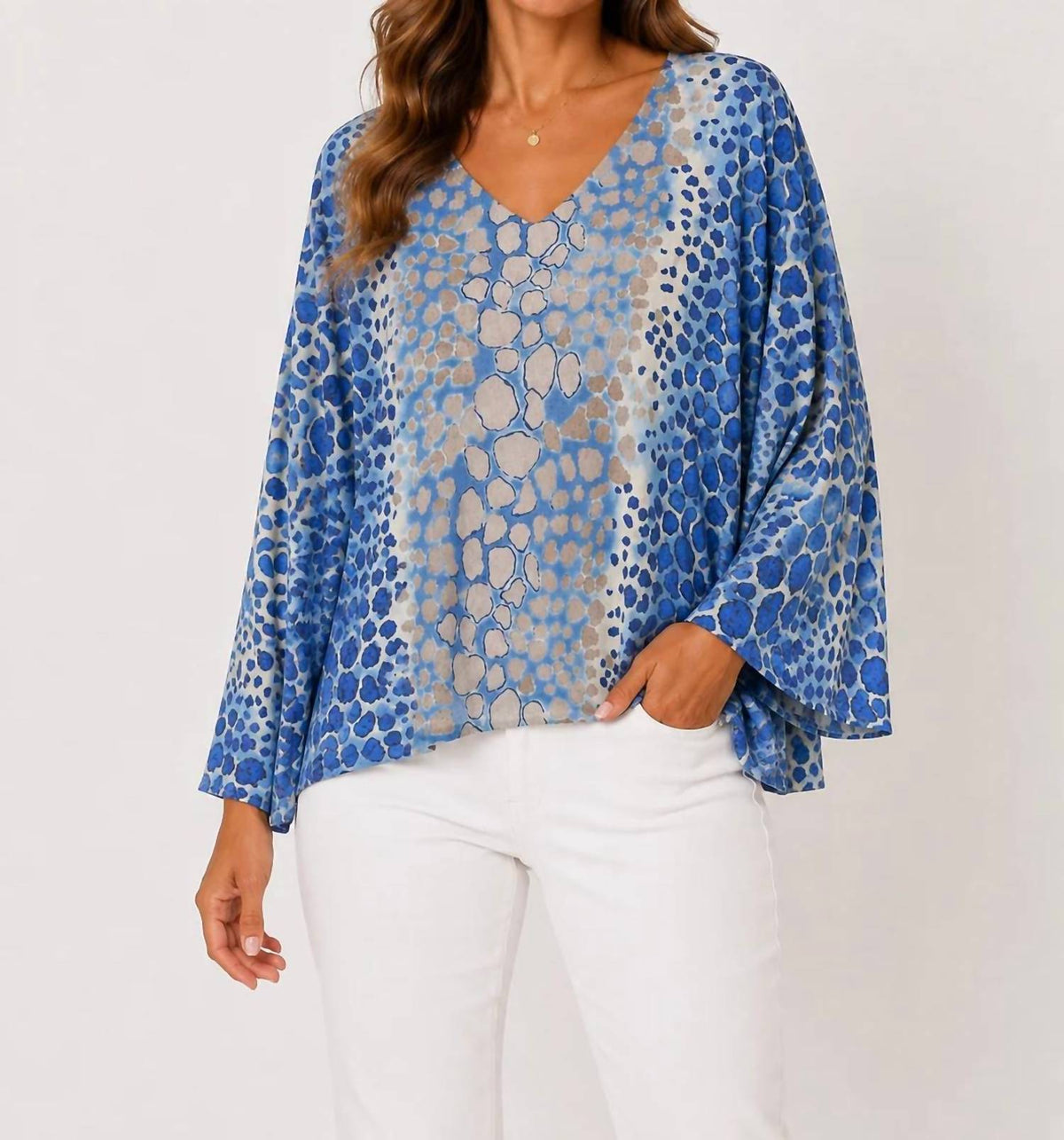 Turtle Motif Printed V-Neck Top