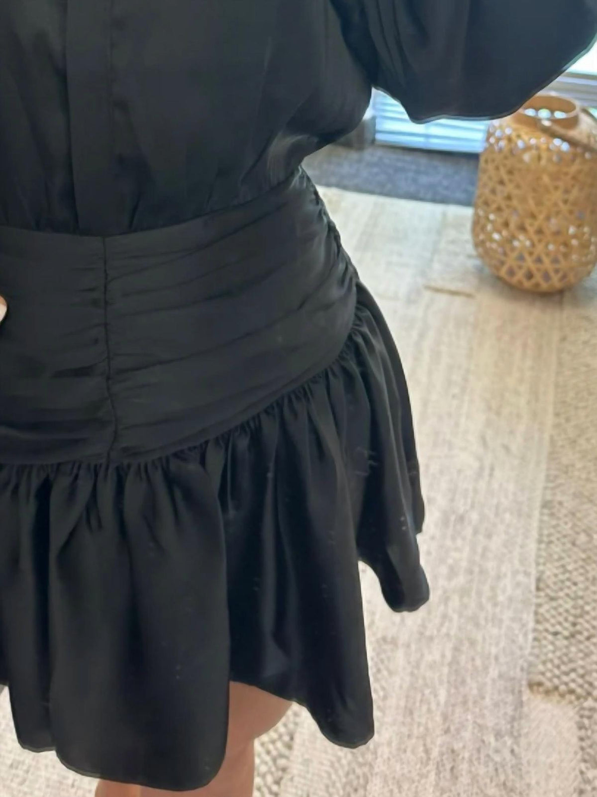 Satin Ruffle Hem Shirtdress