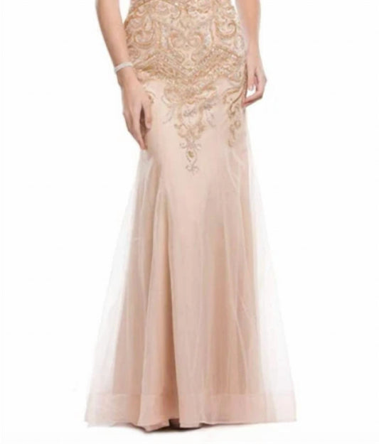 Sleeveless Beaded Sheath Prom Maxi Dress