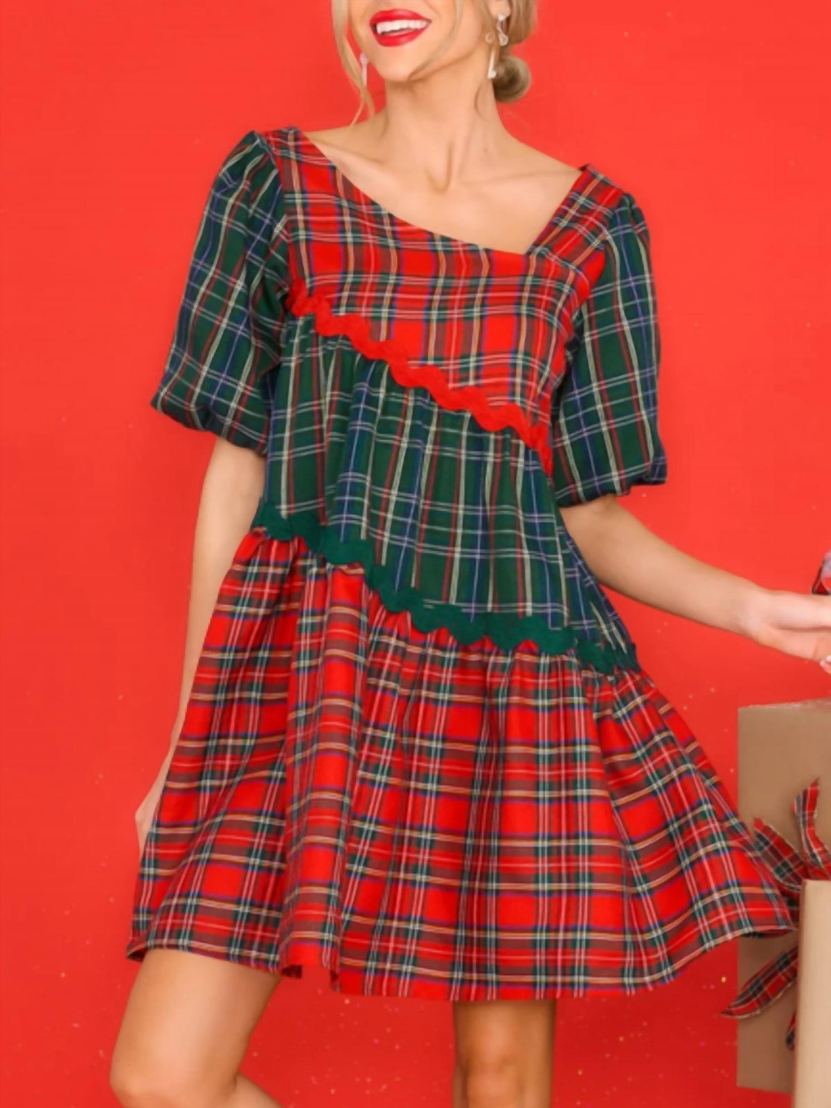 Festive Season Plaid Dress