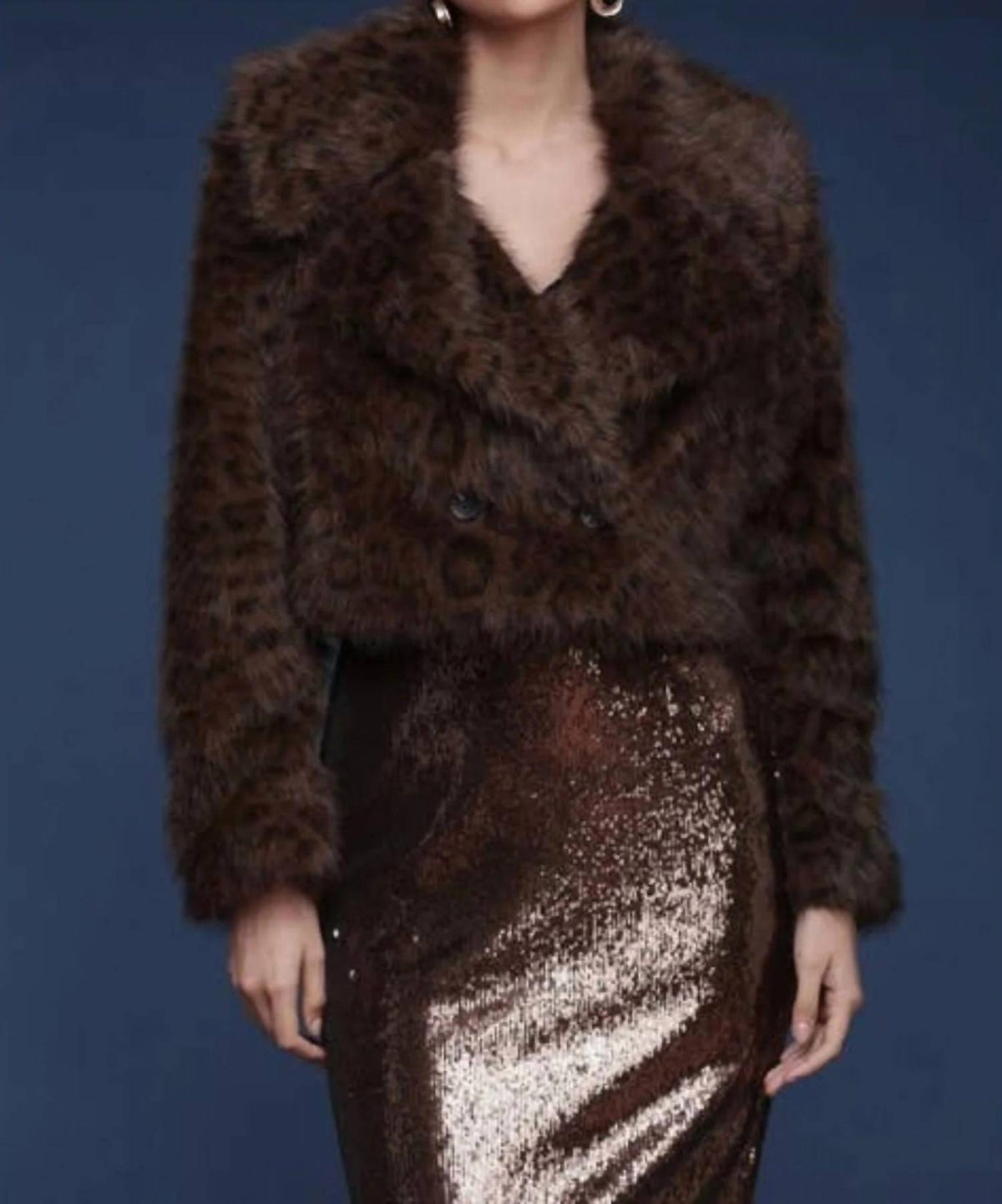 Leopard Faux Fur Cropped Coat