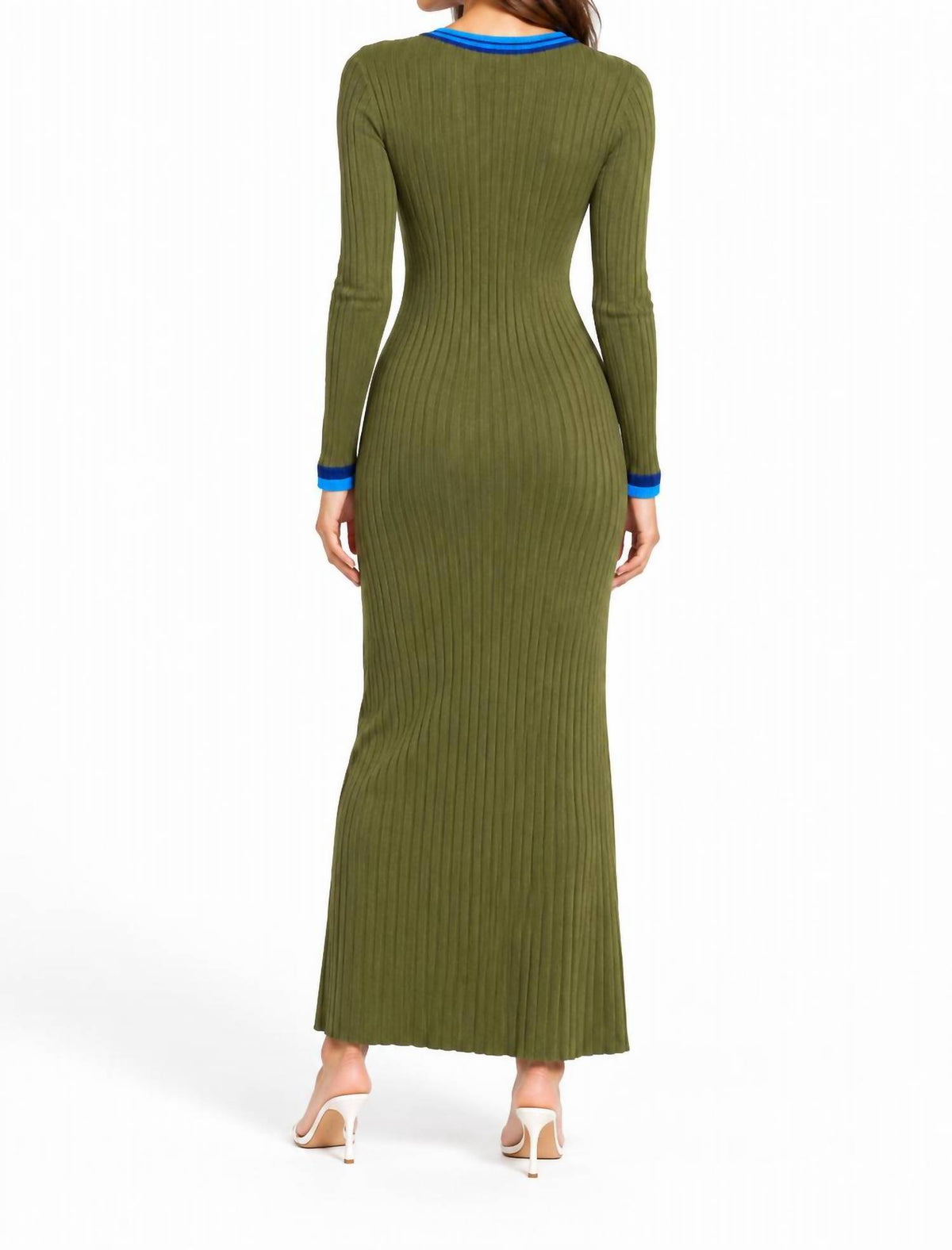 Long Sleeved Ribbed Knit Maxi Dress