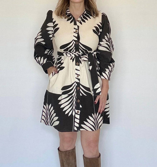 Linen Blend Shirt Mini Dress